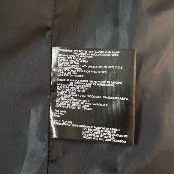 Collection B Navy Blue Speckled Velvet Trim Coat Size Large - Picture 10 of 12